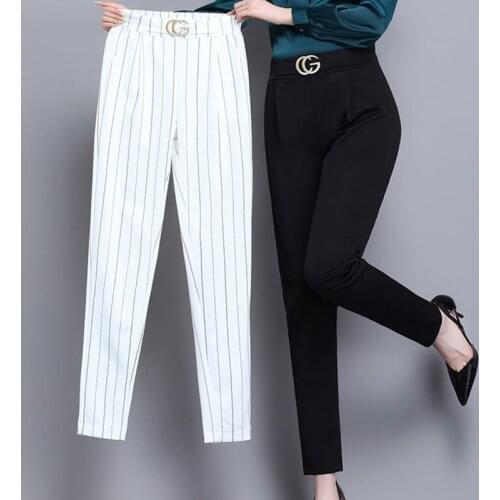 Harem Pants Women Spring Autumn 2020 New Loose Casual Nine-point carrot Pants Plus size Womens Feet pants Striped Trousers 3XL