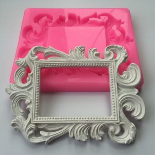 Frame Silicone Mold Retro Frame Relief Dry Pace Silicone Tool Chocolate Fondat Cake Decoration Aroma Stone Moulds PRZY 001