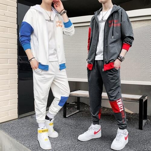 2020 New Autumn Men Tracksuit Fashion Mens Hip Hop Sportswear 2 Piece Set Hooded Sweatshirt Jacket And Pants sports suit