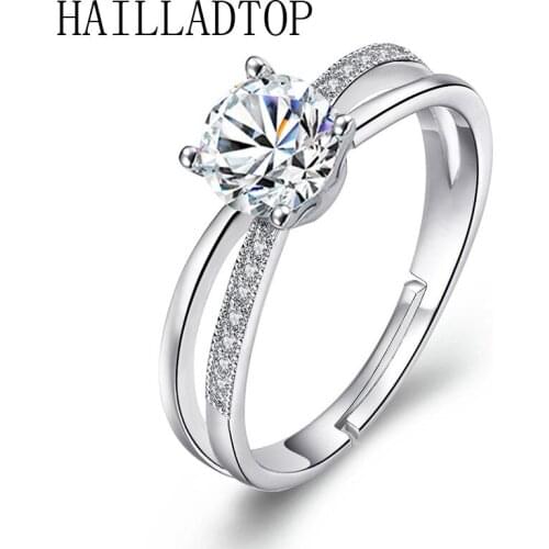 Super Shiny Double Layer Open Ring Fashion Crystal Cross Cross Finger Ring Silvery Crystal Hollow Zircon Finger Jewelry Ring