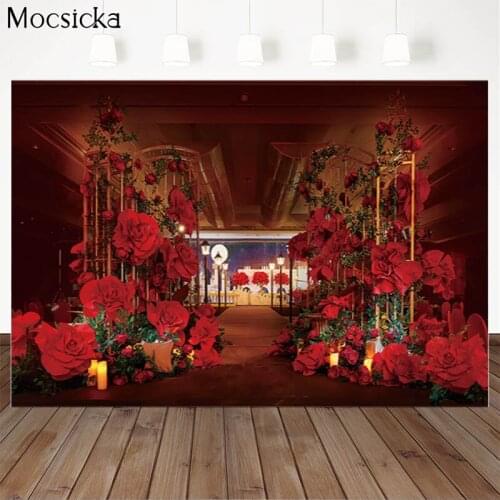 Mocsicka Wedding background red rose petals photo background decoration wedding custom photo photography banner