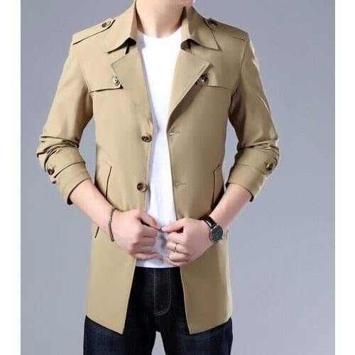 Plus Size 4XL Brand Spring Autumn Men Trench Coats Superior Quality Buttons Male Fashion Outerwear Jackets Windbreaker