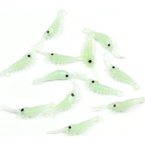 50-100PCS 35mm 40mm Luminous Soft Silicone Shrimp Fishing Lures Jig Hooks Wobblers Swimbait Artificial Bait Goods accessories