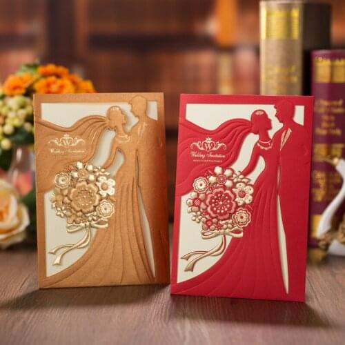 Cut Bride And Groom Wedding Invitations Card Greeting Cards Customization
