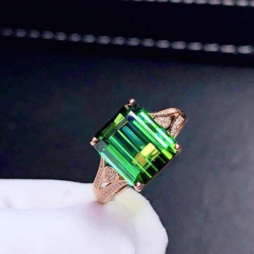H804 Fine Jewelry 18 K Gold Jewelry 100% Natural Green Tourmaline Gemstones 5.2ct Diamonds Males Wedding Fine Mans Rings
