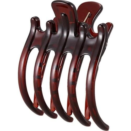 Women Lady Girls Non Slip Grip Large Claw Hair Clip Clamp,Coffee