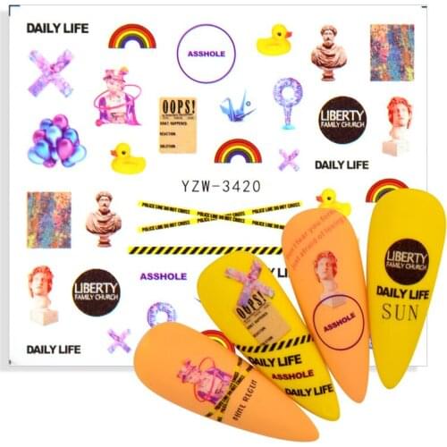 1 Sheet Angel Cupid Cute Duck 3D Water Transfer Nail Sticker Watermark Nail Art Tattoos Decoration Accessories Nails Ornament