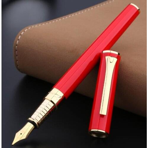 1pc Pimio 988 Golden Clip Fountain Pen Luxury 0.5mm Iraurita Nib Metal Ink Pens Black White Red Gift Writing Stationery with Box
