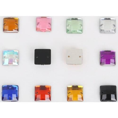 100pcs 8/10mm New Bright Square Grid Acrylic Crystal Sew On Flat Rhinestone for Clothing Shoes Decoration DIY Craft Accessories