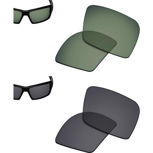 SmartVLT 2 Pairs Polarized Sunglasses Replacement Lenses for Oakley Eyepatch 2-Grey Green and Solid Black