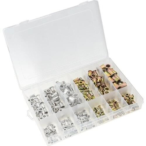 300pcs Zinc Plated Rivet nuts M3 M4 M5 M6 M8 M10 Blind Set Nutsert Threaded Insert Nutsert Cap Flat Head Rivet Nut Carbon Steel