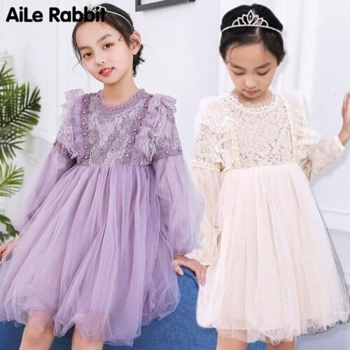 AiLe Rabbit Summer Style Lace Girls Dress Baby Girls Casual Dresses Childrens Clothing Infantis Toddler Girl Clothing