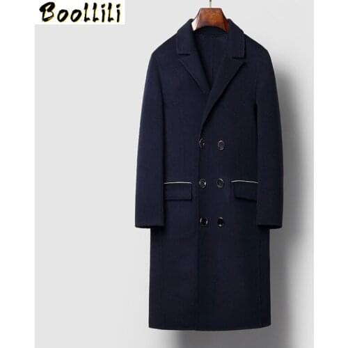Boollili 100% Wool Coat Men Double-sided Long Overcoat Autumn Korean Mens Coats and Jackets Abrigo Hombre