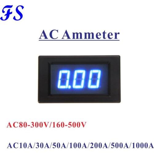 Power AC 220V Digital Display Ampermeter Monitor Current Indicator Signal Light Ammeter Tester Measuring 0-100A Ampere Meter