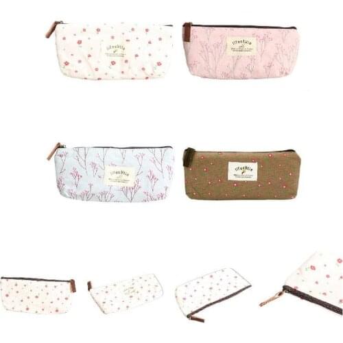 Floral Pencil Case Countryside Style Fabric Stocking Filler Wallet Student Pen Storage Bag Gift Pencil Cases Storage Bags