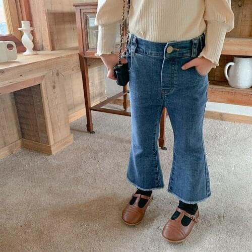 2021 Korea style girls boys denim pants autumn fashion kids long jeans pants 2-7 years