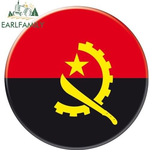 EARLFAMILY 13cm x 13cm Auto Moto Bike Suitcase Laptop Flag Round Angola Decal Car Sticker Waterproof 3D Car Styling