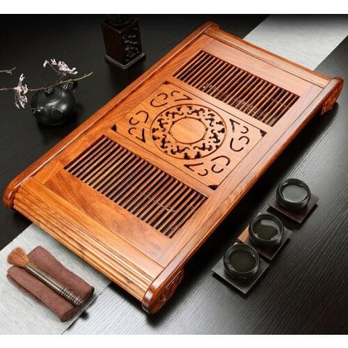 Eco Friendly Tea Tray Simple Large Chinese Dry Bubble High Quality Water Storage Tea Tray Drain Bandeja Madera Teaware DG50CP