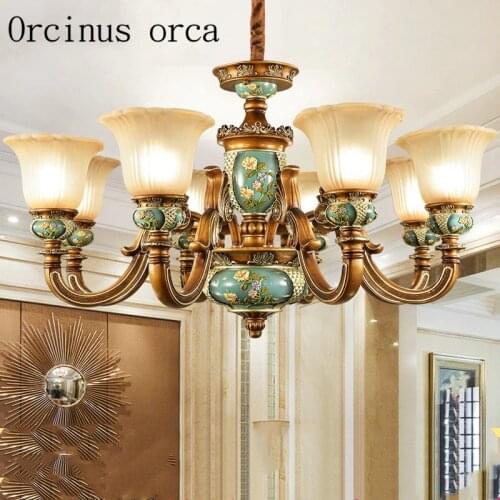 European style retro luxury resin chandelier living room dining room bedroom American Creative Chandelier free shipping
