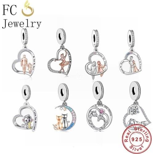 FC Jewelry Fit Original Charm Bracelet 925 Sterling Silver Dad And Daughter My Dad My Hero Bead For Making Women Berloque 2021
