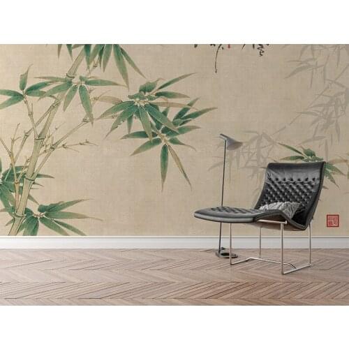Customizable Ancient Art Bamboo Mural Background Wall Painting Modern Study Room Living Room Bedroom TV Decoration Oil Painting