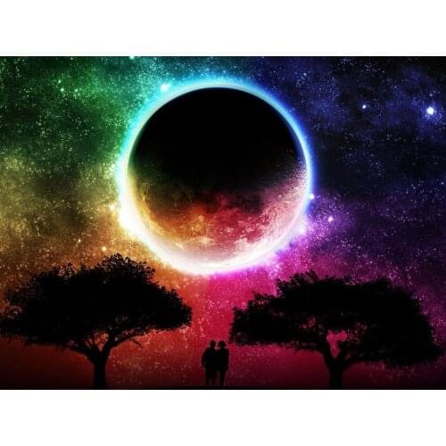 RUOPOTY Frame Picture DIY Painting By Numbers Kits Moon Sky Coloring Modern Wall Art Picture For Living Room Home Decors 60x75cm