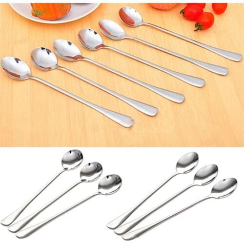 Coffee Scoops Long Handle Dessert Tea Sugar Cream Spoon Stainless Steel Mixing Stirring Picnic Kitchen Accessories Tool Gadget