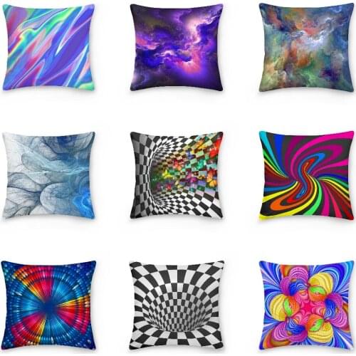 Colorful Geometric Stripe Pillowcase 3D Abstract Print Cushion Cover Sofa Car Office Pillowcases 45x45cm Bedroom Decorative