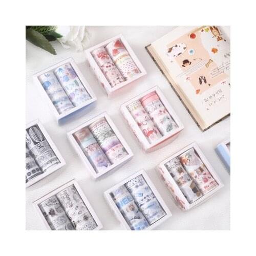 10Pcs/Set Pink Blue Fruity Vintage Washi Tape Kawaii Flower Masking Adhensive Tape Decorative For Scrapbook DIY Stationery