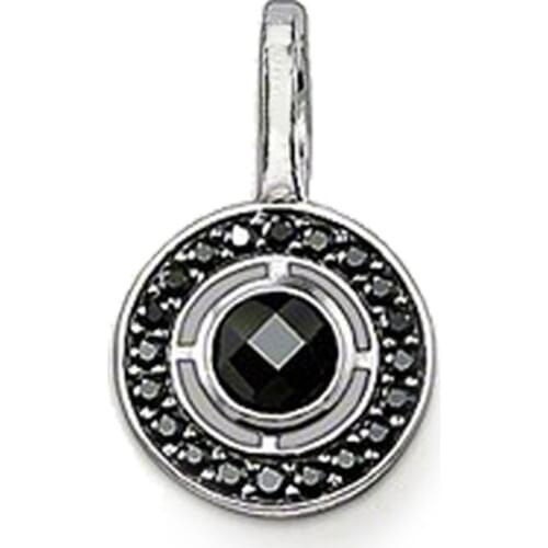 Muffiy Womens Pendant Hollow Round Ornament Silver Black Zirconia Pendant Fashion Chain Necklace Pendant Jewelry Gift Female