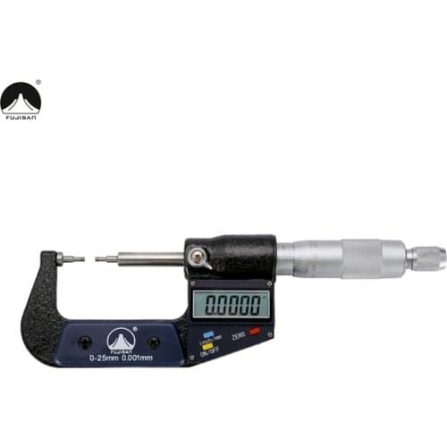 FUJISAN Digital Outside Micrometer 0-25mm/0.001 Gauge Tip Probe 2mm Small Head Calipers Measuring Tools