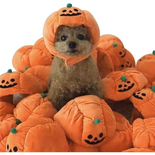 Cute Pet Halloween Pumpkin Hat Cat Dog Festival Dress Up Cap Funny Costume Cosplay Headgear Pet Halloween Christmas Decoration