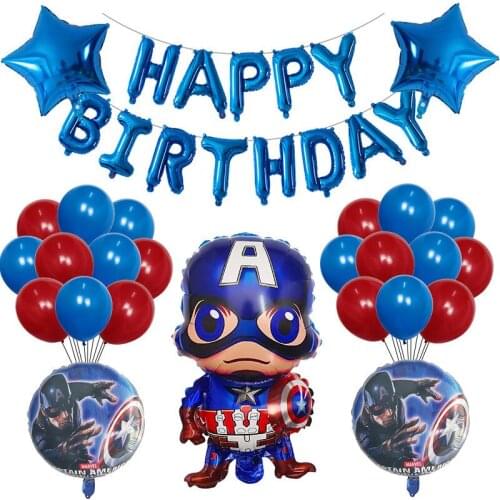 26pcs Cartoon Spider Iron Man Superhero Foil Balloons Set Baby Shower Happy Birthday Party Decoration Air Globos Kids Toys Gift