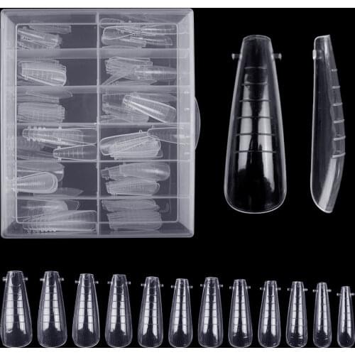 Fake Nails Poly Extension Gel Dual Nail Form Coffin Nails Clear Ballerina Nail Tips Full Cover 120pcs