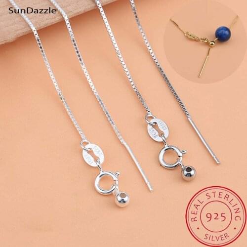 Genuine Real Pure Solid 925 Sterling Silver Chain Necklace with Needle Silicone Bead for DIY Beads Jewelry Women Box Chains