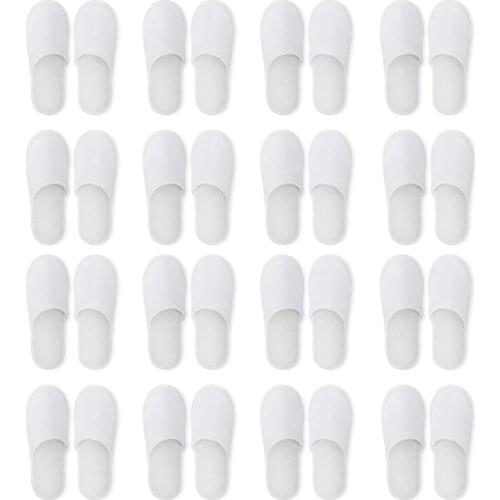12 Pairs Closed Toe Disposable Slippers Women Men Ultra-thin Brushed Plush Non-slip Disposable Slippers for Hotel Home Guest Use