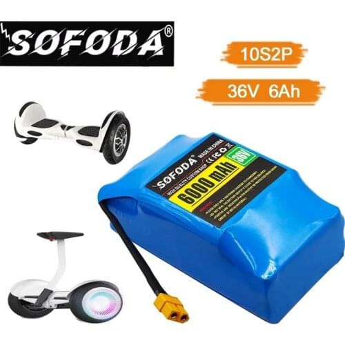 SOFODA 36V 6.0AH rechargeable li-ion battery pack lithium ion for electric self balance scooter hoverboard unicycle