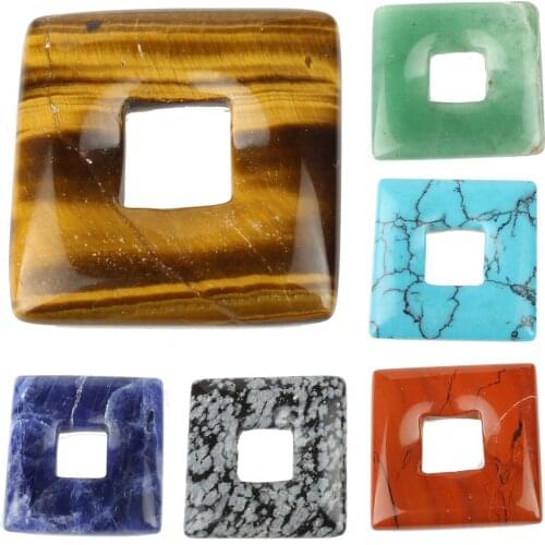 28x5mm Square Shape Pendants Natural Semi-precious Stone Pendant 12 Colors For Your Choice DIY Jewelry For Necklace Wholesale