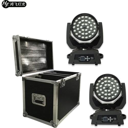 2 pcs 36x12w Washing Zoom Moving Head Light + 1 pcs flight case RGB W 4in1 Dyeing dj light DMX512 stage performance equipment