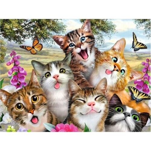 Full Round Drill DIY Diamond Painting "Cute Cats" 3D Embroidery Cross Stitch Decoration Gift