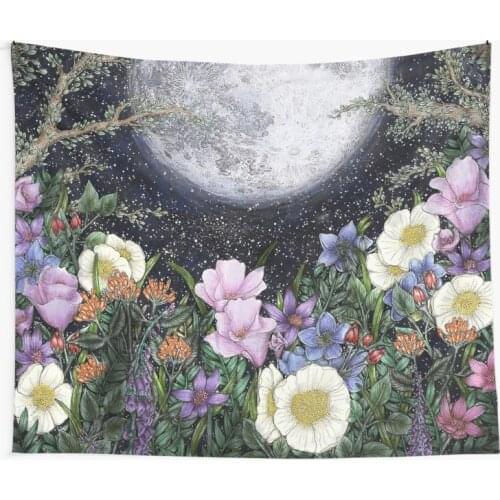Midnight in the Garden Tapestry Customized Boho Mandala Tapestries Witchcraft Wall Tapestry Print Hippie Wall Hanging Blanket