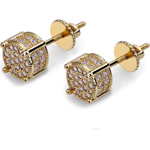 Luxury Stud Earrings Fashion Designer Hip Hop Jewelry For Men Women Square Micro Paved Zircon Mens Earring