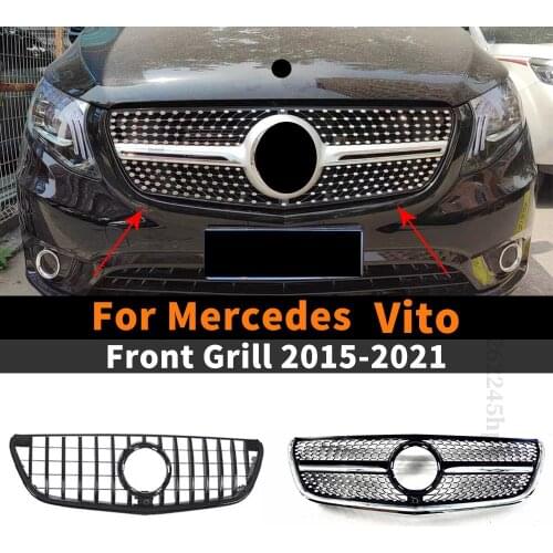 Hood Mesh Front Grille Racing Grill Upgrade Body Kit Hood Grille Styling For Mercedes Benz Vito W447 2015 2016 2017 2015-2021