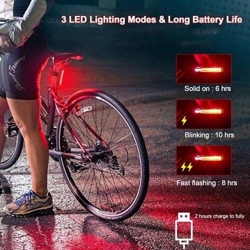 Waterproof 5 LED Bike Taillight USB Laser Rear Bicycle Lamp 3 Modes Built-in Battery Safety Warning MTB Night Riding Lamp