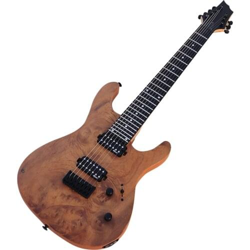 Red active 4 string tree burl top electric bass guitar solid okoume wood body 43inch matte finish square shell inlay fingerboard