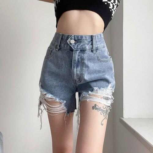 2021 summer woman high waist ripped jeans fashion sexy female denim shorts shorts women jeans feminino