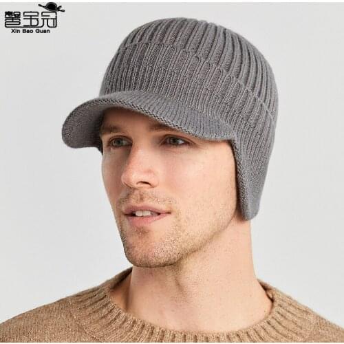 Winter hat mens thickened wool hat Europe and America autumn and winter outdoor warm ear protection knitted hat