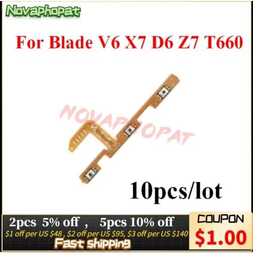 Novaphopat 10pcs/lot Power On/off Volume Switch Flex For ZTE Blade V6 Side Button Volume Key Flex Cable Board +tracking
