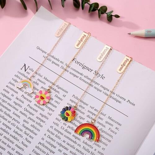 20pcs Cute Bookmark Clip Kawaii Flower Rainbow Bookmarks for Books Accessories Teacher Gifts Appreciation Novelty Stationery