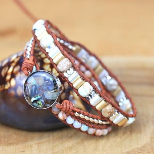2021 High quality Ocean style Wrap Bracelets vitnge Natural Stones Charm Handmade yoga energy friendship jewelry drop shipping